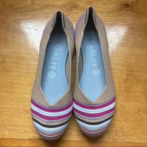 Size 8.5 Rothy’s Camel Ribbon Stripe Merino Ballet Flats
